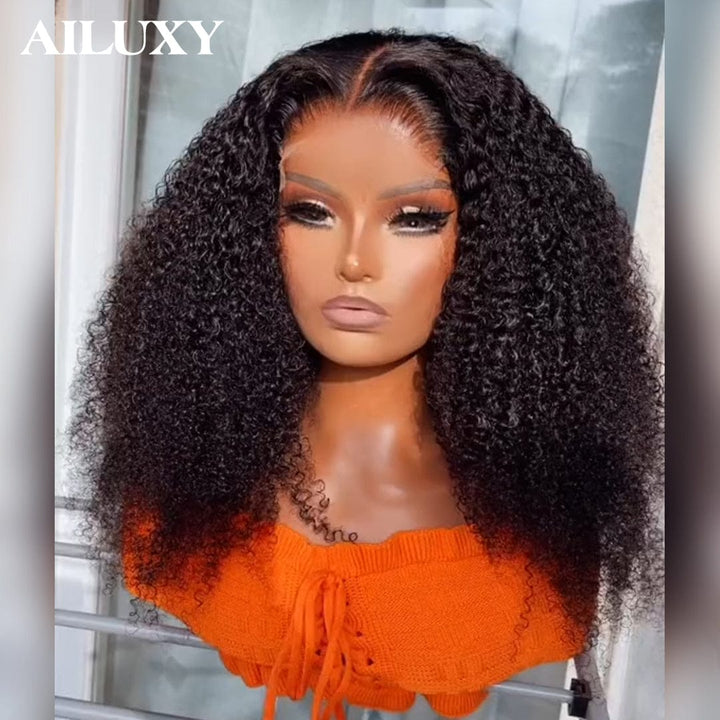 ailuxyhair-fr lisse 13x4 Lace（comme la photo） AILUXY Perruque 4x4 avec Part Naturelle, Cheveux Humains Kinky Curly, 20 Pouces pour un Style Dynamique