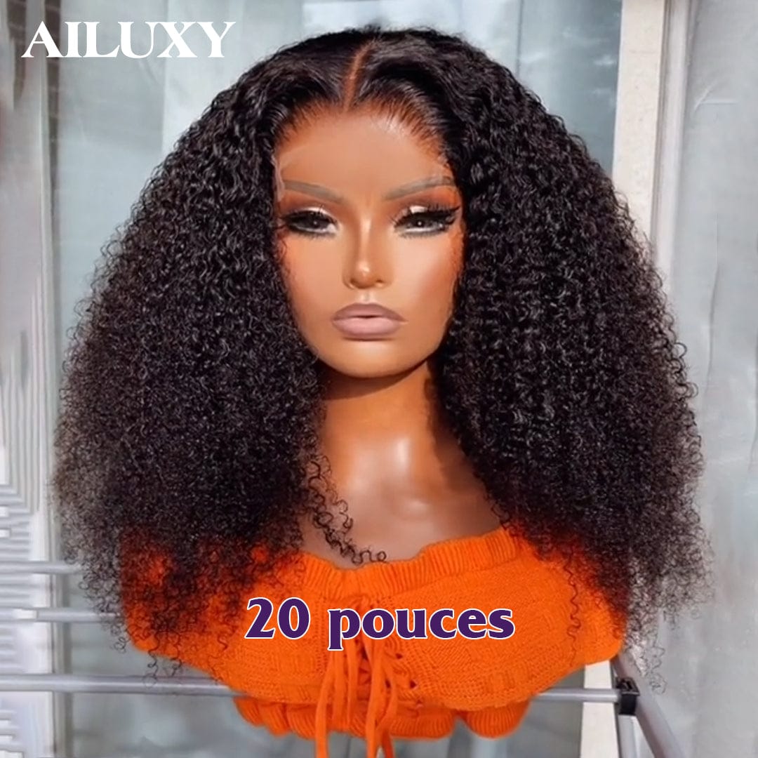 ailuxyhair-fr lisse 13x4 Lace（comme la photo） AILUXY Perruque 4x4 avec Part Naturelle, Cheveux Humains Kinky Curly, 20 Pouces pour un Style Dynamique