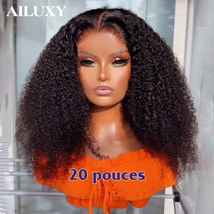 ailuxyhair-fr lisse 13x4 Lace（comme la photo） AILUXY Perruque 4x4 avec Part Naturelle, Cheveux Humains Kinky Curly, 20 Pouces pour un Style Dynamique