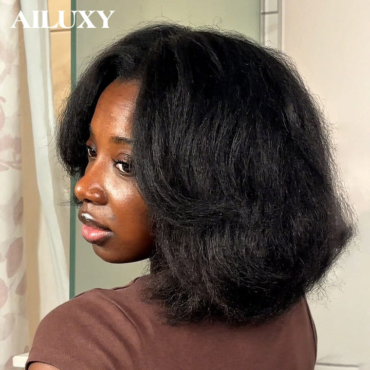 ailuxyhair-fr lisse AILUXY Perruque 4×4 dentelle Bob Natural color, Identique à l'image