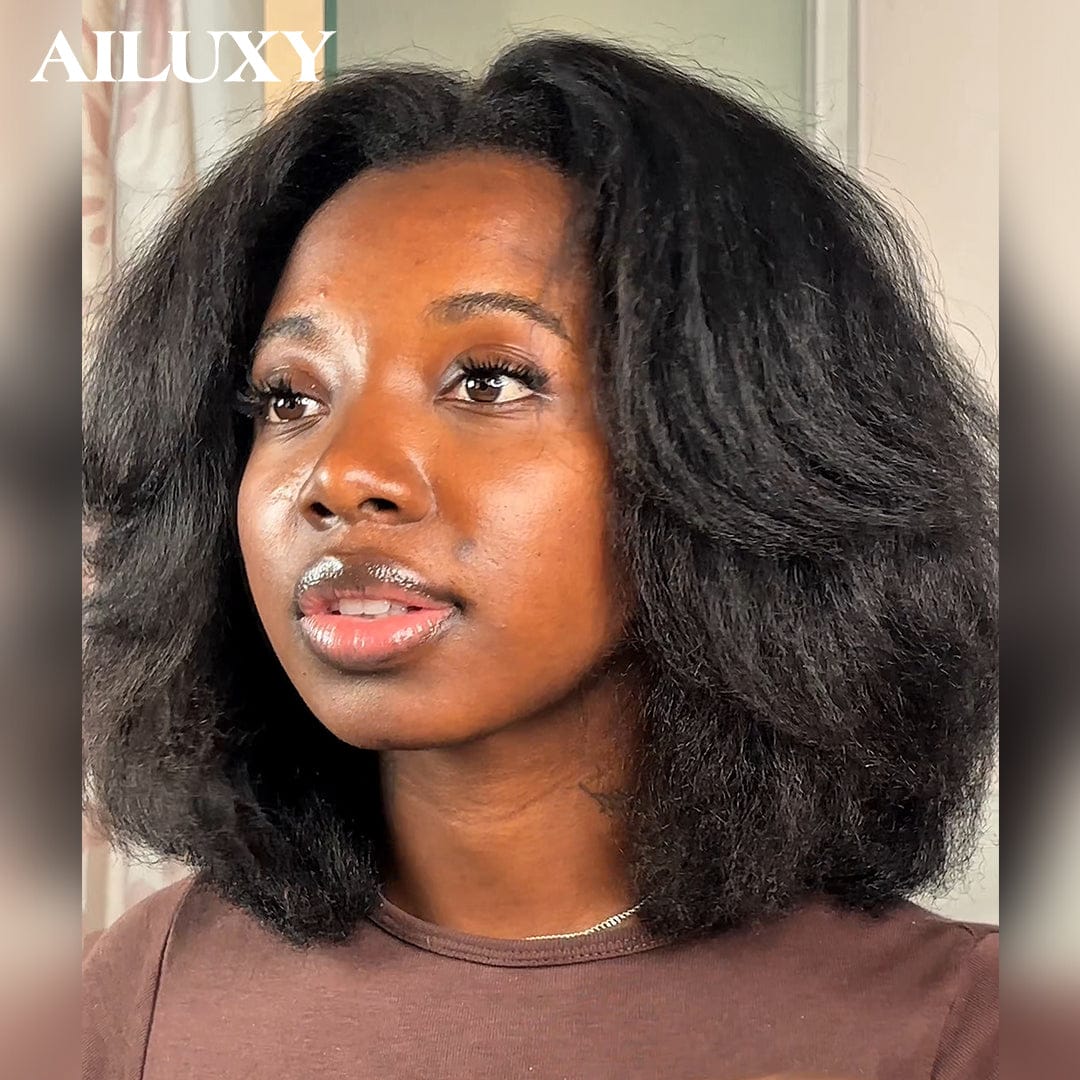 ailuxyhair-fr lisse AILUXY Perruque 4×4 dentelle Bob Natural color, Identique à l'image