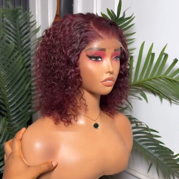 ailuxyhair-fr lisse AILUXY Perruque Tendance Boucles Crépues Rouge Vin ，Dentelle Frontale 13×4 , Look Stylé