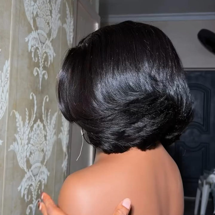 ailuxyhair-fr lisse Identique à l'image AILUXY Perruque 13×4 dentelle Bob Natural color, Perruque coupe au carré courte et épaisse