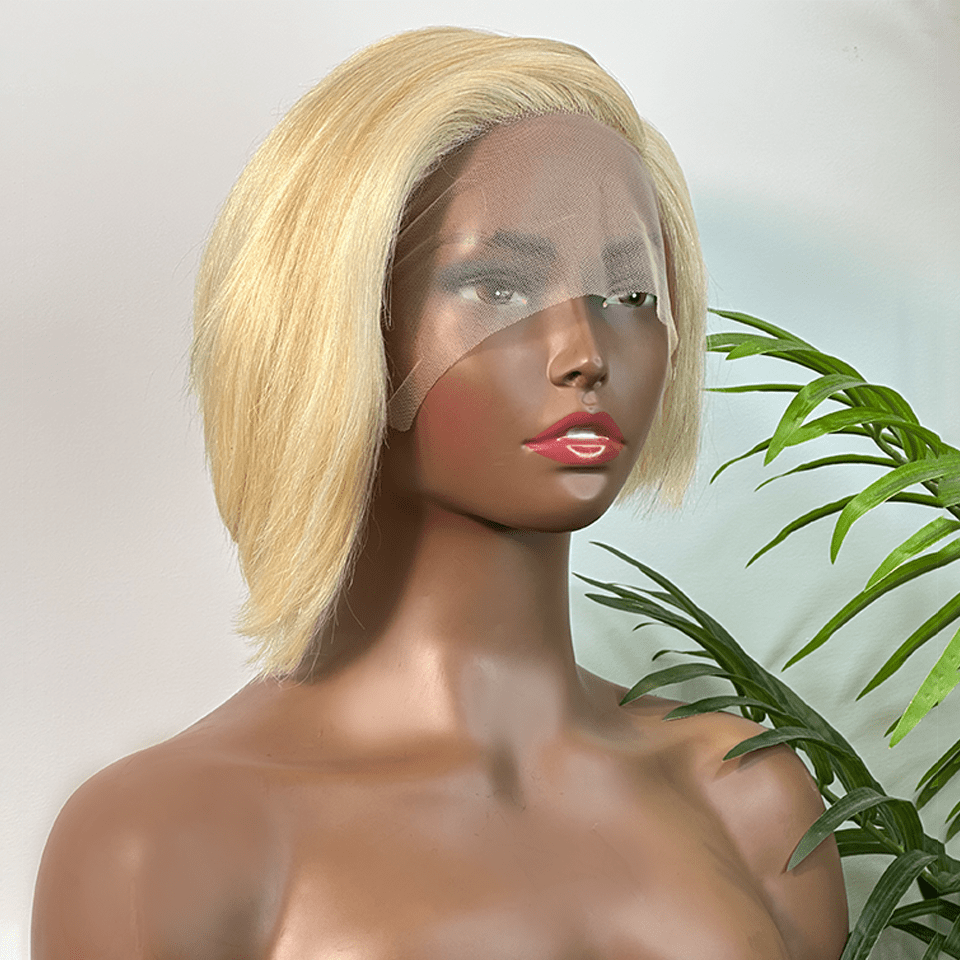 ailuxyhair-fr Longueur du modèle (En France) AILUXY 13x4 Lace Frontal Perruque Lisse Courte Bob Perruque 200% Densité 613#