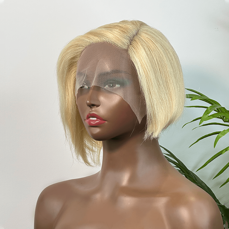 ailuxyhair-fr Longueur du modèle (En France) AILUXY 13x4 Lace Frontal Perruque Lisse Courte Bob Perruque 200% Densité 613#