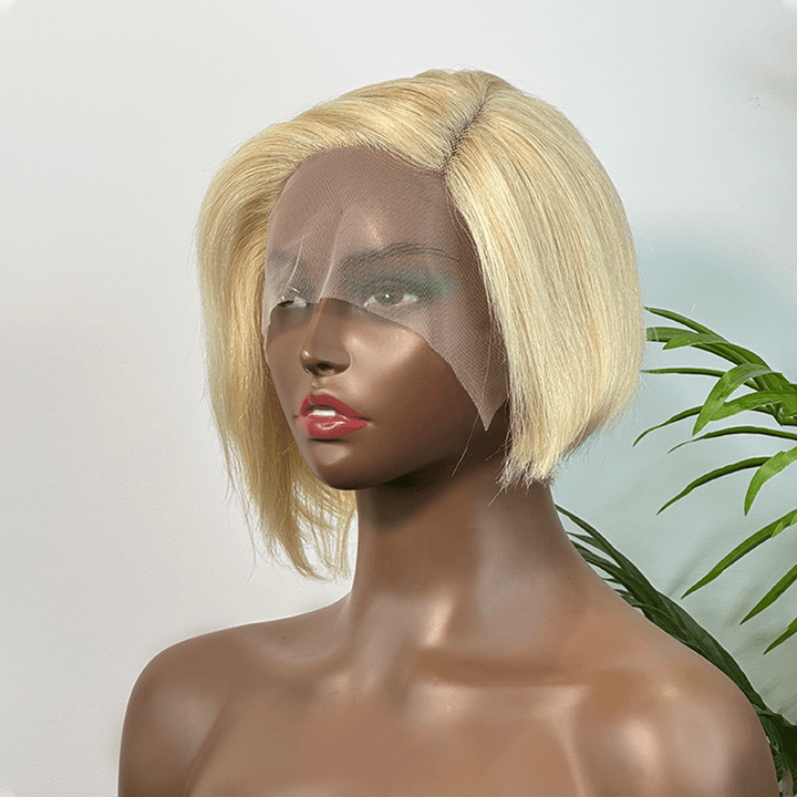 ailuxyhair-fr Longueur du modèle (En France) AILUXY 13x4 Lace Frontal Perruque Lisse Courte Bob Perruque 200% Densité 613#
