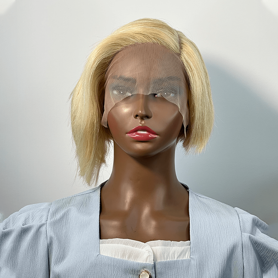 ailuxyhair-fr Longueur du modèle (En France) AILUXY 13x4 Lace Frontal Perruque Lisse Courte Bob Perruque 200% Densité 613#