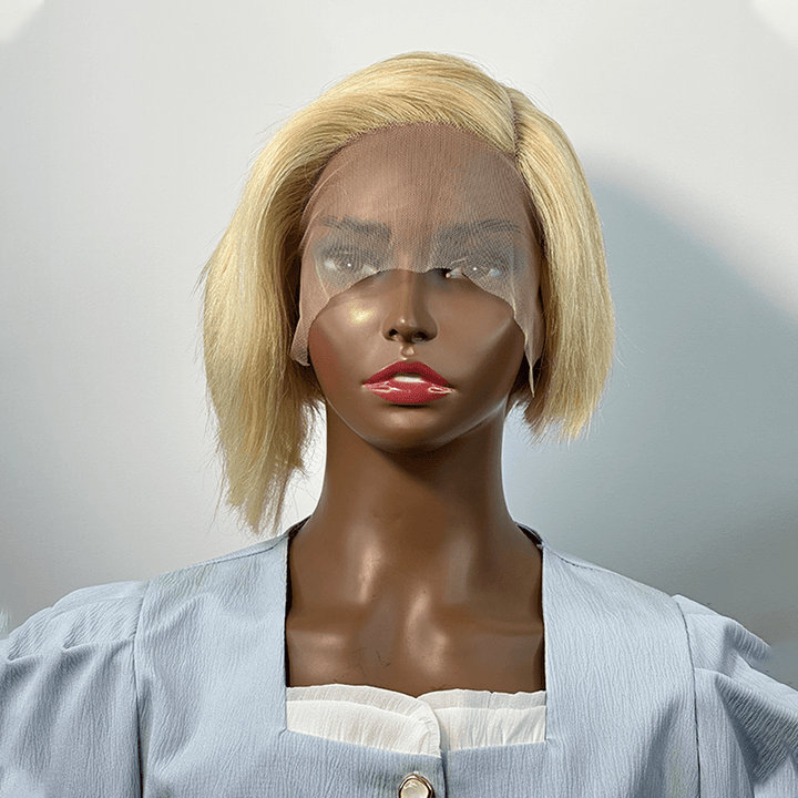 ailuxyhair-fr Longueur du modèle (En France) AILUXY 13x4 Lace Frontal Perruque Lisse Courte Bob Perruque 200% Densité 613#