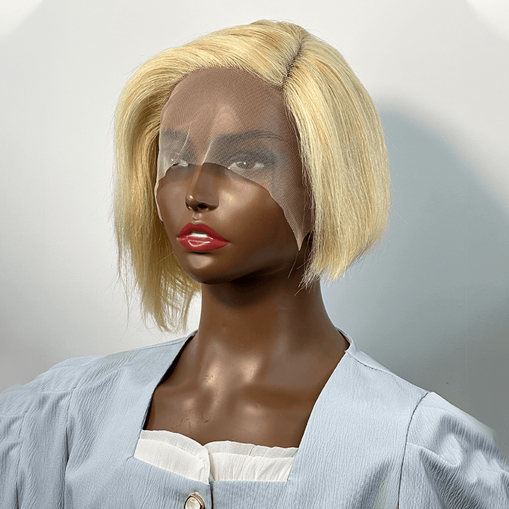 ailuxyhair-fr Longueur du modèle (En France) AILUXY 13x4 Lace Frontal Perruque Lisse Courte Bob Perruque 200% Densité 613#