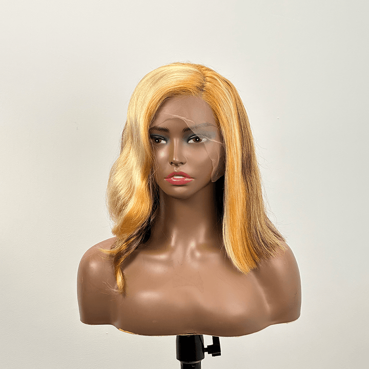 ailuxyhair-fr Longueur du modèle (En France) AILUXY 13x4 Lace Frontal Perruque Lisse Courte Bob Perruque 200% Densité Mettre en évidence la blonde