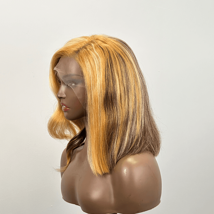 ailuxyhair-fr Longueur du modèle (En France) AILUXY 13x4 Lace Frontal Perruque Lisse Courte Bob Perruque 200% Densité Mettre en évidence la blonde