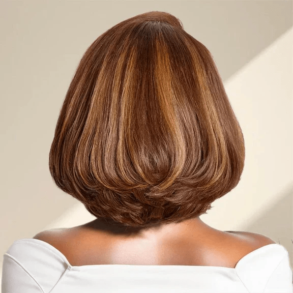 ailuxyhair-fr Longueur du modèle (En France) AILUXY 13x4 Lace Frontal Perruque Lisse Courte Bob Perruque 200% Densité P4/27#