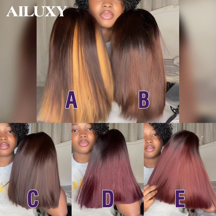 ailuxyhair-fr Modèle A / 8" 4X4 Lace AILUXY  lace closure 2x6 et 4x4 Perruque Lisse BOB STRAIGHT Hair Perruque en 100% Cheveux Humains