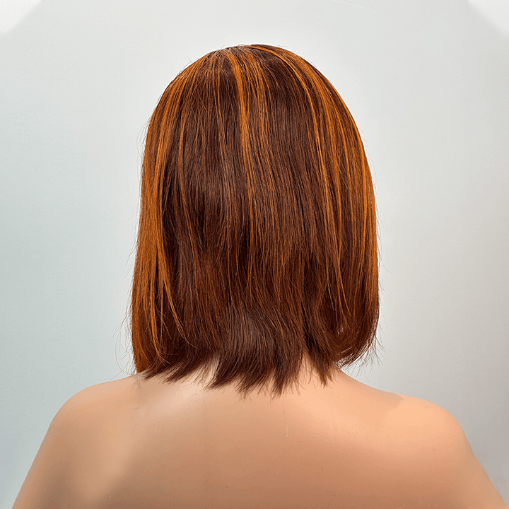 ailuxyhair-fr NEW AILUXY 13x4 Lace Frontal Perruque Lisse Courte Bob Perruque 200% Densité 4#mix350