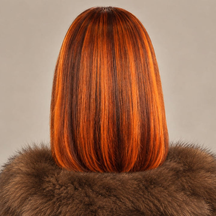 ailuxyhair-fr NEW AILUXY 13x4 Lace Frontal Perruque Lisse Courte Bob Perruque 200% Densité 4#mix350