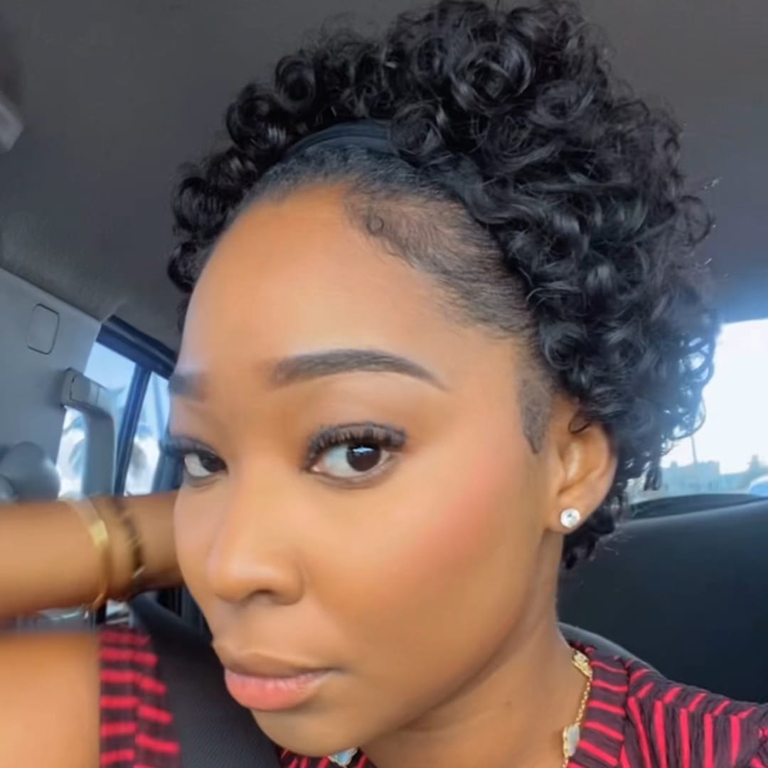 ailuxyhair-fr Noir AILUXY Sans Colle, Sans Clips Perruque Bouclée Courte avec Bandeau