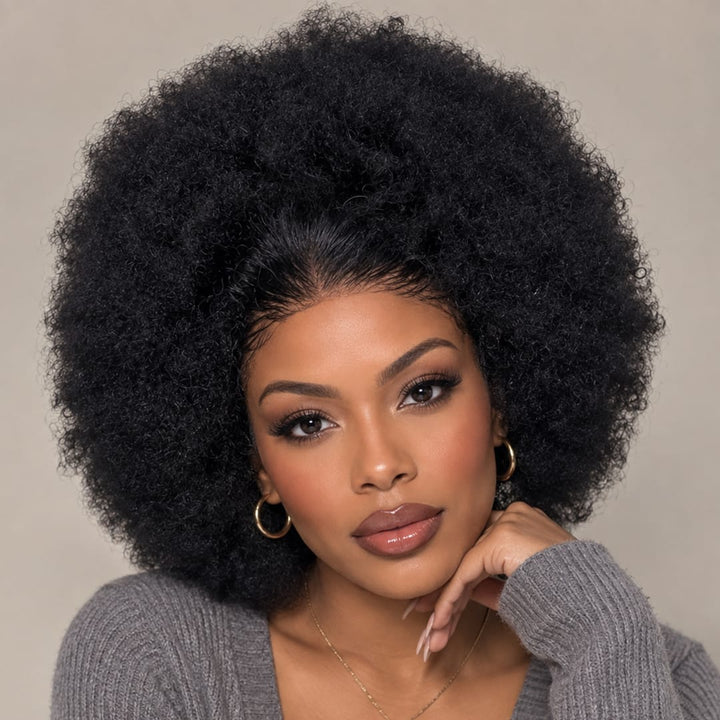 ailuxyhair-fr Perruque afro-africaine en dentelle frontale, cheveux naturels, pelucheux, bouclés, chenille, couverture de cheveux courts