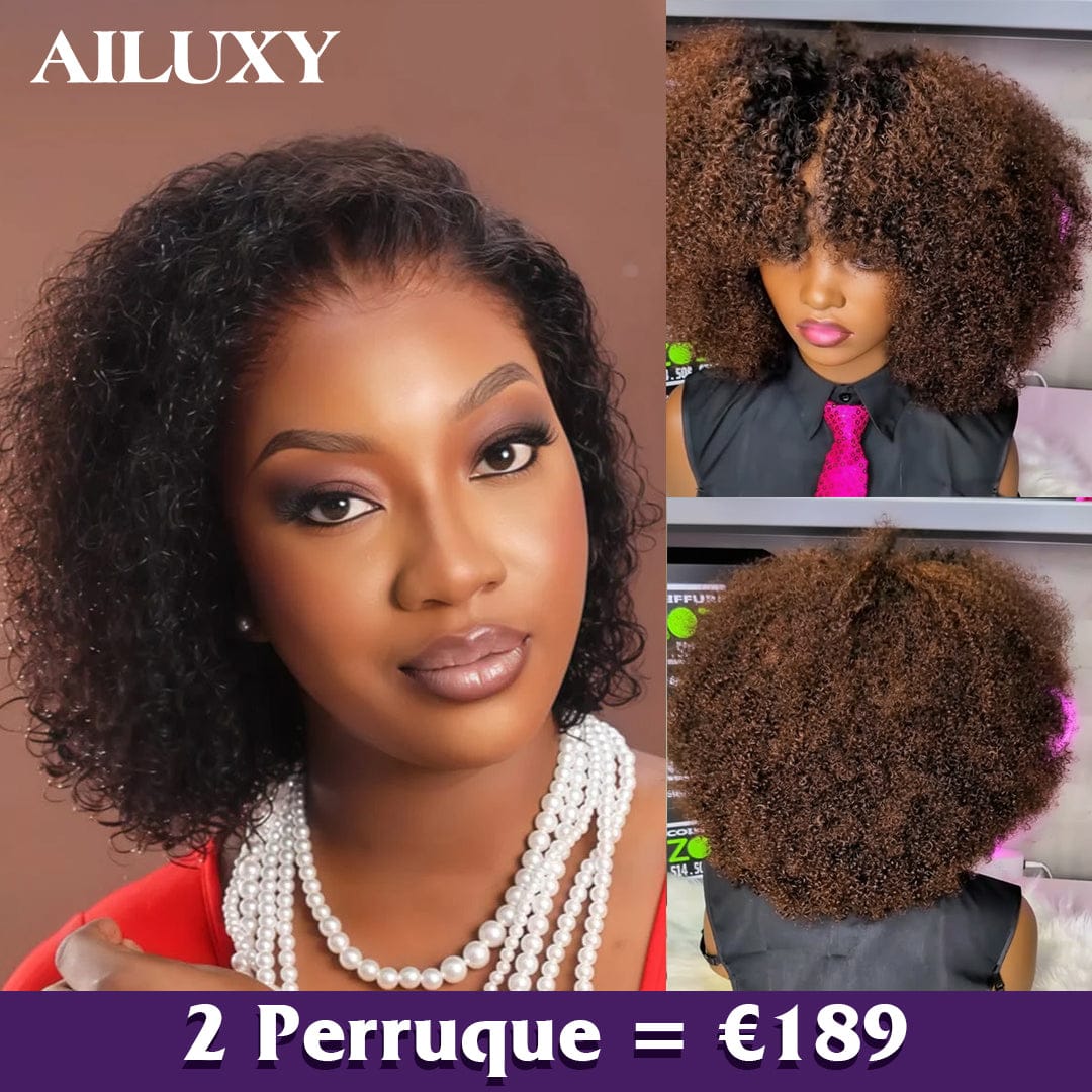 ailuxyhair-fr Perruque Combo 2 Perruque COMBO AILUXY 2 Perruques=€189 afro Curly 300%dedensite 2x6 lace et 13x4 Lace Frontal Perruque en 100% Cheveux Humains