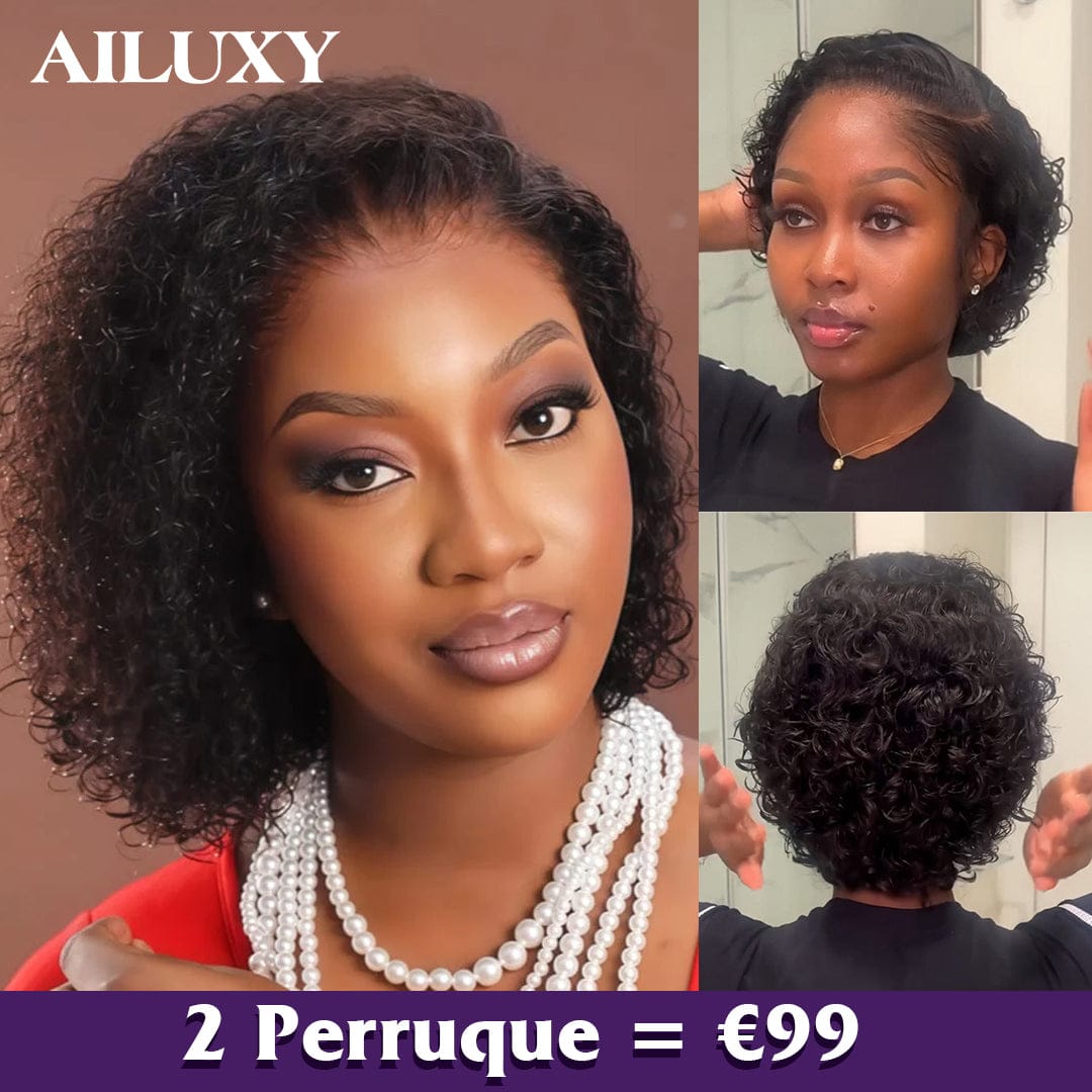 ailuxyhair-fr Perruque Combo 2 Perruque COMBO AILUXY 2 Perruques=€99 13x4 Lace Frontal Noir perruque courte et 13x4 Lace Frontal Perruque en 100% Cheveux Humains