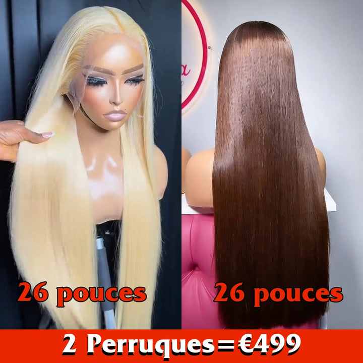 ailuxyhair-fr Perruque Combo 2 Perruques 26 pouces AILUXY – Lot de 2 perruques à 499 € :  Perruque Lisse  26 pouces marron châtaigne+ Perruque Lisse 26 pouces #613 blanc argenté – Brillance et douceur soyeuse