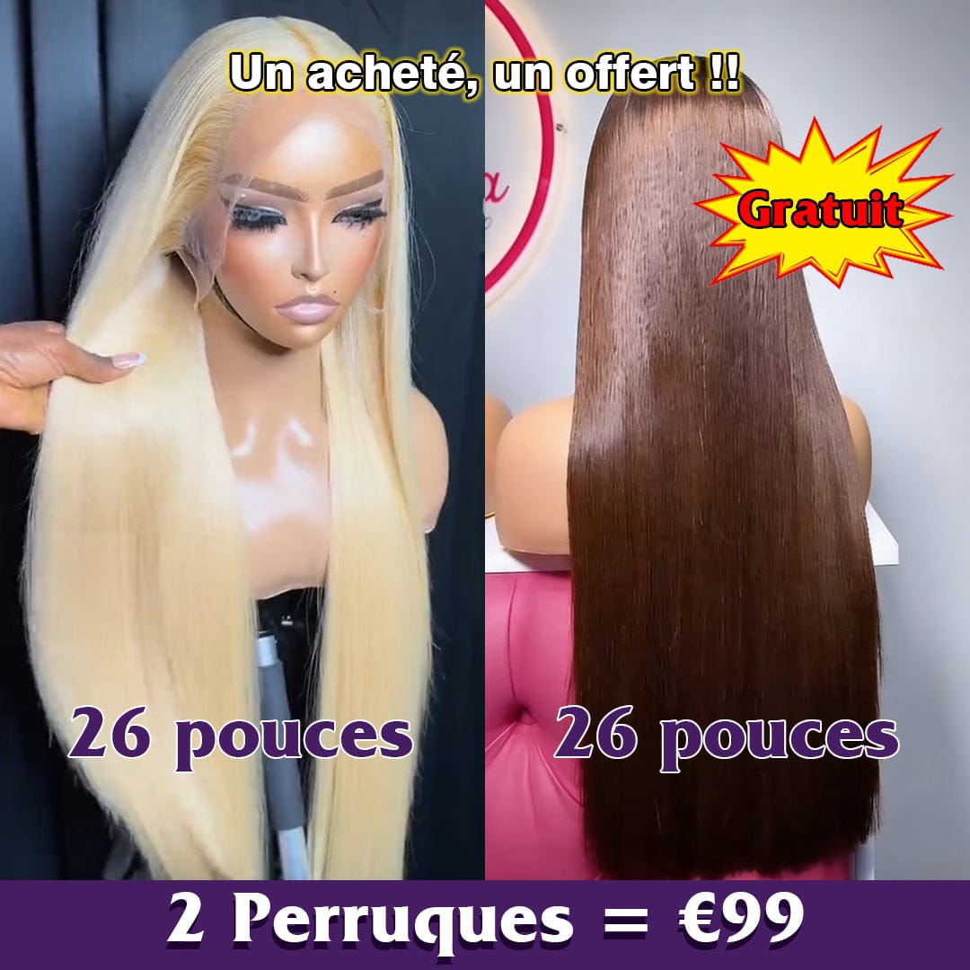 ailuxyhair-fr Perruque Combo 2 Perruques 26 pouces AILUXY – Lot de 2 perruques à 99 € :  Perruque Lisse SY 26 pouces marron châtaigne+ Perruque Lisse SY  26 pouces #613 blanc argenté – Brillance et douceur soyeuse