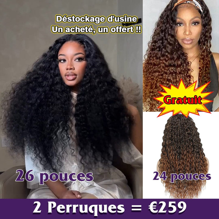 ailuxyhair-fr Perruque Combo 2 perruques AILUXY 2 Perruques Combo = 259 € : Perruque noir curly 26 pouces+ Perruque bandeau 1BT33# Curly 24 pouces-Identique à la photo