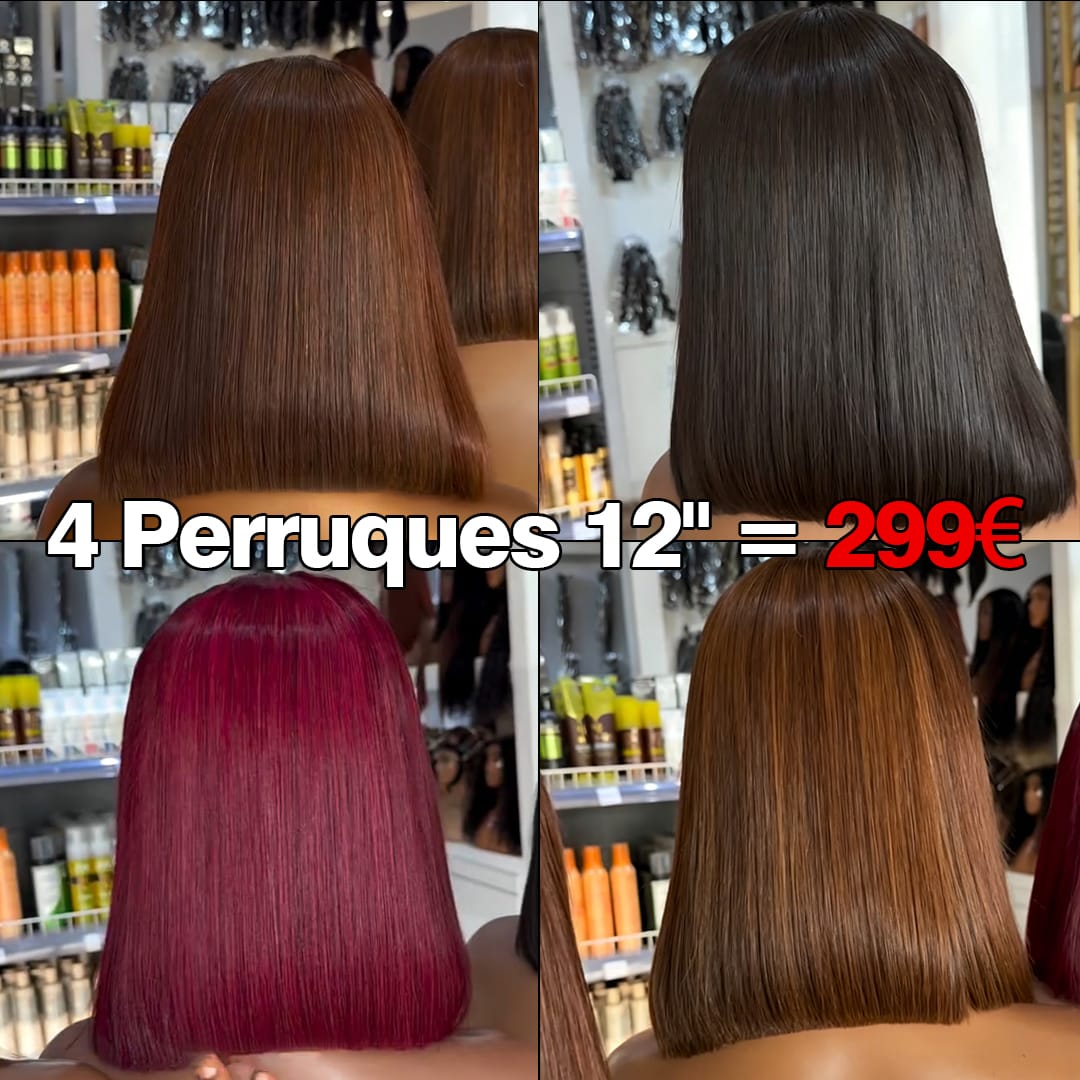 ailuxyhair-fr Perruque Combo 4 Perruques 12 pouces AILUXY 4 Perruques = €299 | Perruque Bob Droite Blended 12 Pouces