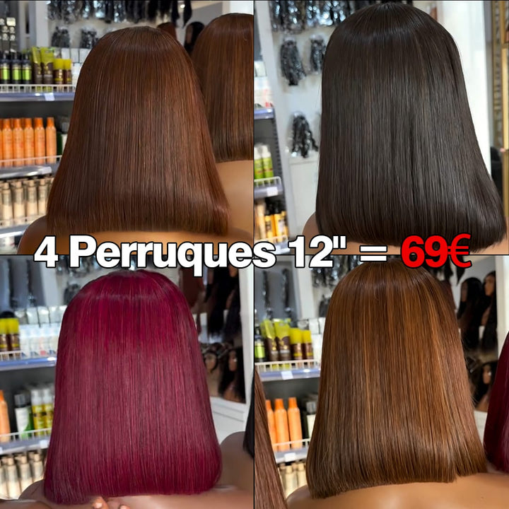 ailuxyhair-fr Perruque Combo 4 Perruques 12 pouces AILUXY 4 Perruques = €69 | Perruque Bob Droite Blended 12 Pouces