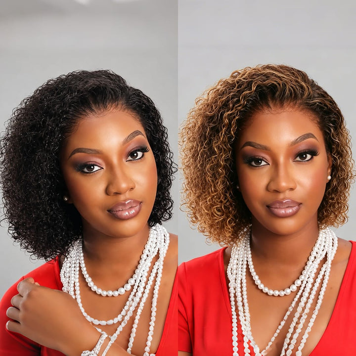 ailuxyhair-fr Perruque Combo AILUXY 2 coloris : Noir / Caramel | Perruque bob crépue cheveux humain