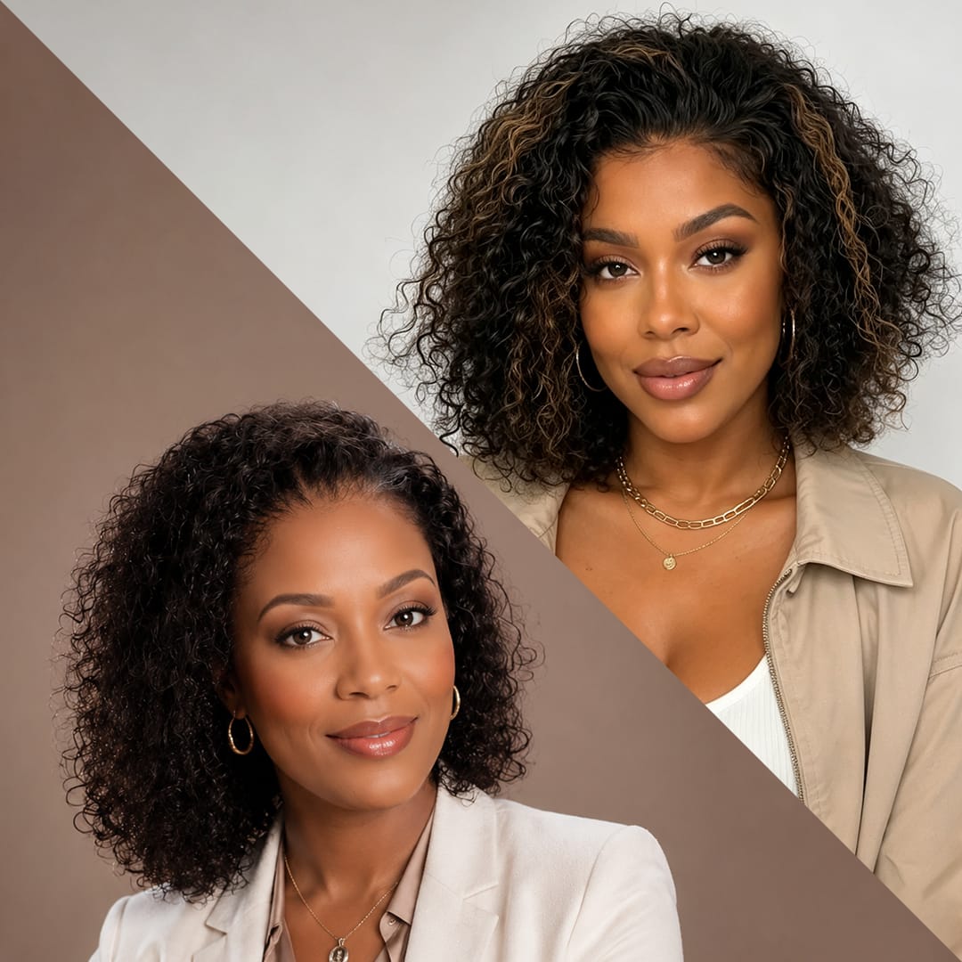 ailuxyhair-fr Perruque Combo AILUXY 2 coloris : Noir et 1B/27 | Perruque bob crépue cheveux humain