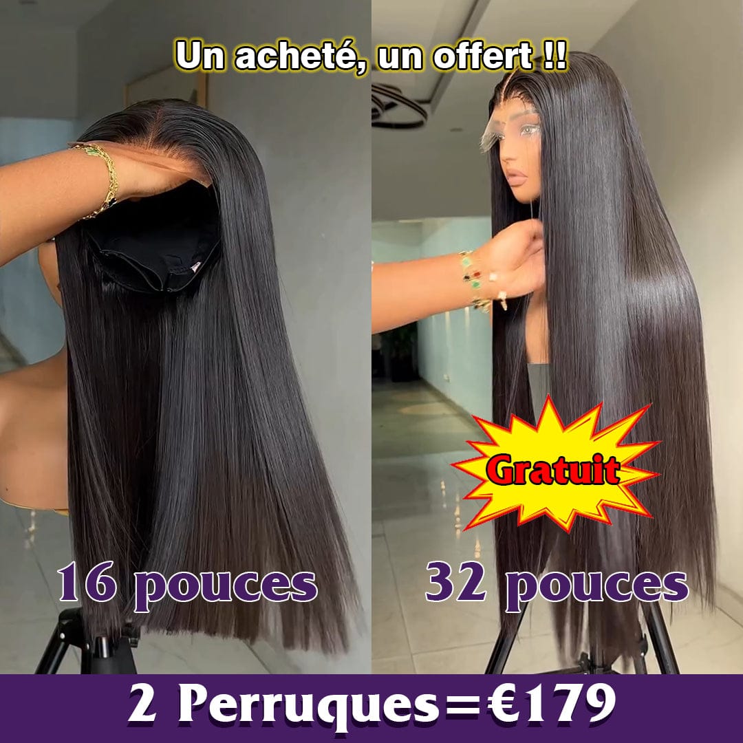 ailuxyhair-fr Perruque Combo AILUXY 2 Perruques= €179 : Perruque Lisse SY 13x4 Lace 32 pouces + Perruque Lisse 13x4 Lace 16 pouces – 100% Cheveux Humains
