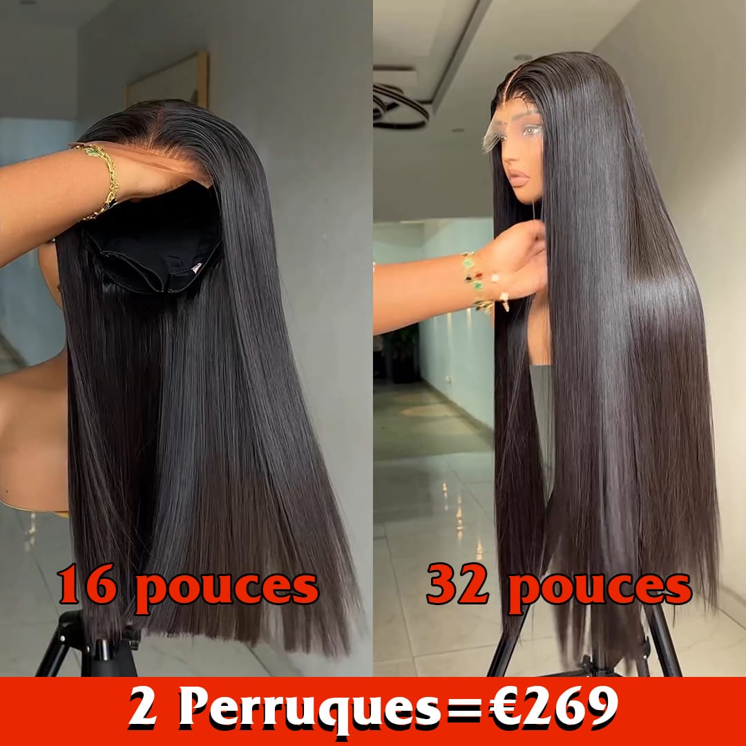 ailuxyhair-fr Perruque Combo AILUXY 2 Perruques= €269 : Perruque Lisse 32 pouces + Perruque Lisse 13x4 Lace 16 pouces – 100% Cheveux Humains