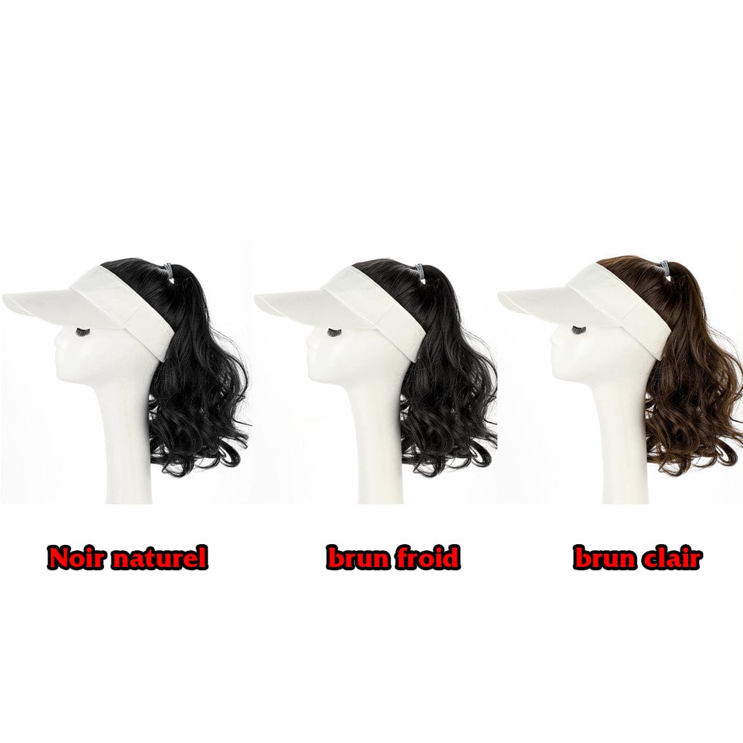 ailuxyhair-fr Perruque Combo AILUXY Casquette avec Perruque Intégrée Queue de Cheval Ondulée – Noir Naturel / Brun Froid / Brun Clair