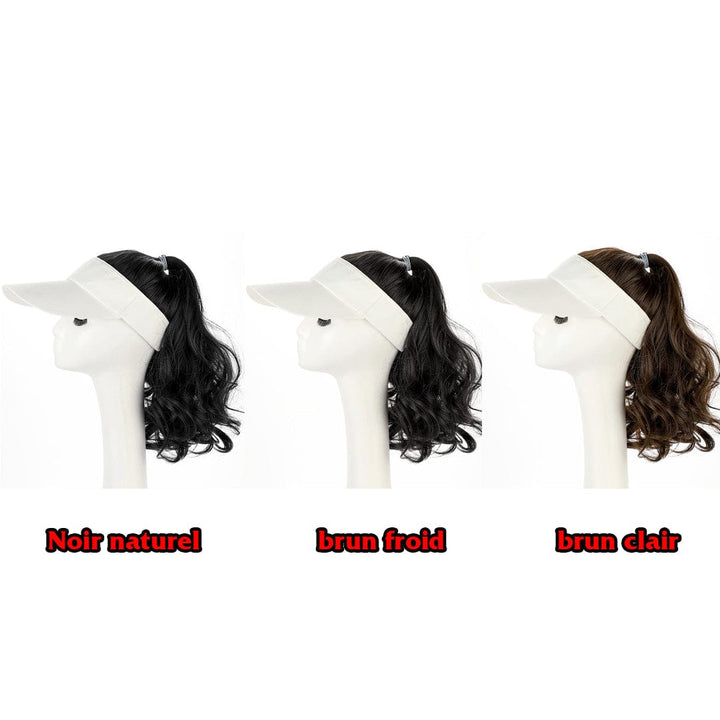 ailuxyhair-fr Perruque Combo AILUXY Casquette avec Perruque Intégrée Queue de Cheval Ondulée – Noir Naturel / Brun Froid / Brun Clair