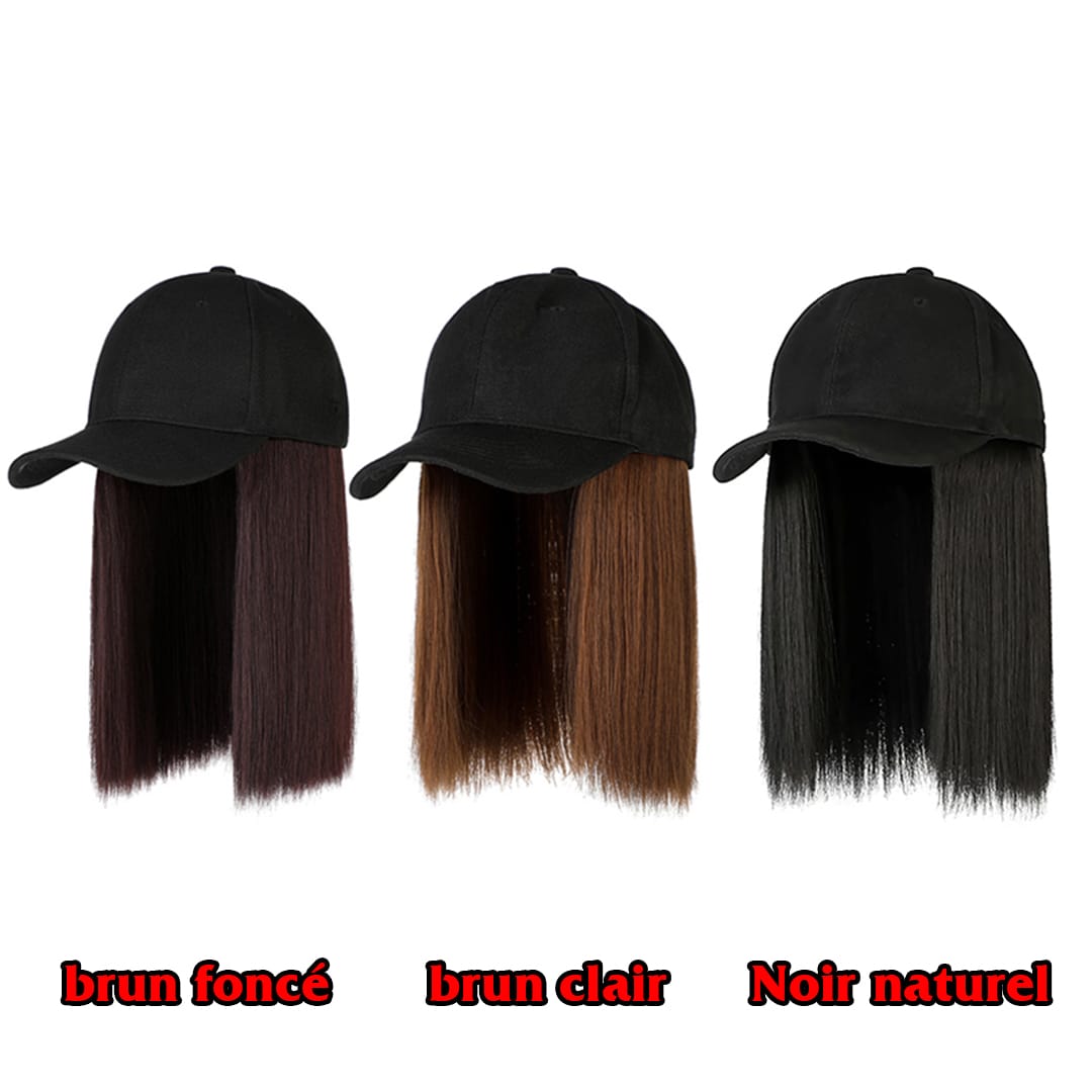 ailuxyhair-fr Perruque Combo AILUXY Casquette avec Perruque Longue Droite– Noir Naturel / Brun foncé / Brun Clair- Identique à la photo