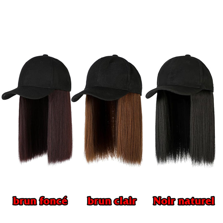 ailuxyhair-fr Perruque Combo AILUXY Casquette avec Perruque Longue Droite– Noir Naturel / Brun foncé / Brun Clair- Identique à la photo