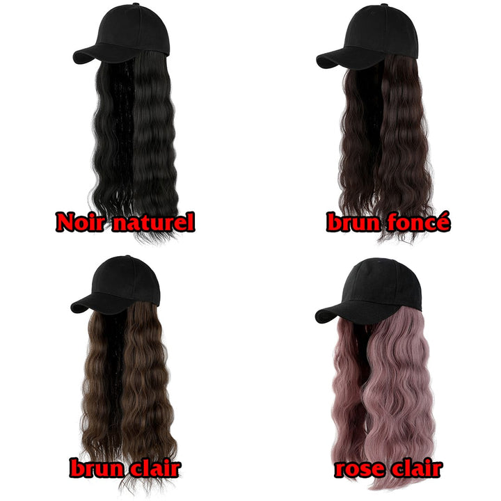 ailuxyhair-fr Perruque Combo AILUXY Casquette avec Perruque Longue Droite Noir Naturel / Brun foncé / Brun Clair/Rose clair- Identique à la photo