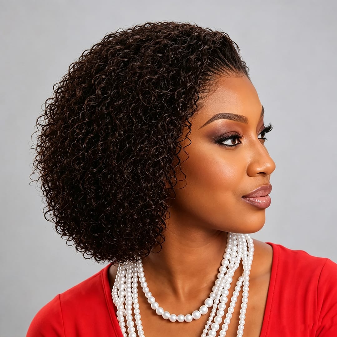ailuxyhair-fr Perruque Combo AILUXY Perruque bob crépue 2 couleurs marron foncé & marron clair lace front cheveux humains naturels pour femme afro