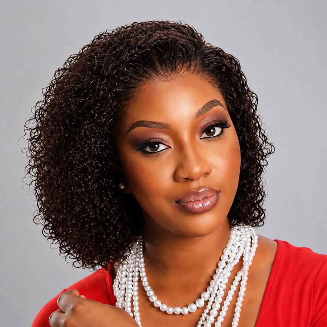 ailuxyhair-fr Perruque Combo AILUXY Perruque bob crépue 2 couleurs marron foncé & marron clair lace front cheveux humains naturels pour femme afro