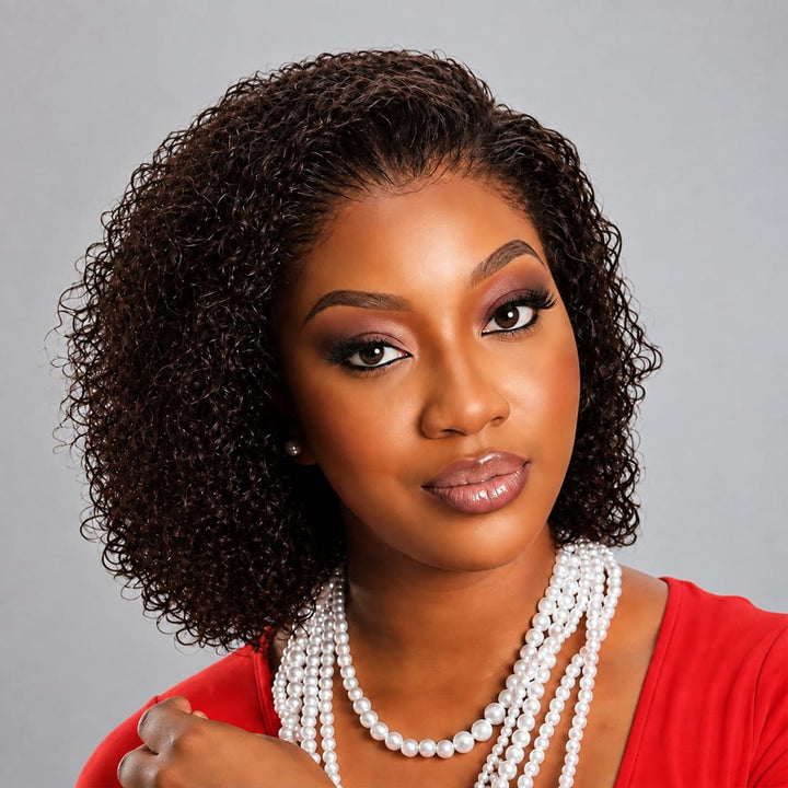 ailuxyhair-fr Perruque Combo AILUXY Perruque bob crépue 2 couleurs marron foncé & marron clair lace front cheveux humains naturels pour femme afro