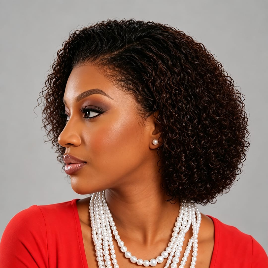 ailuxyhair-fr Perruque Combo AILUXY Perruque boucle courte couleur bordeaux cheveux humain naturel lace front pour femme africaine
