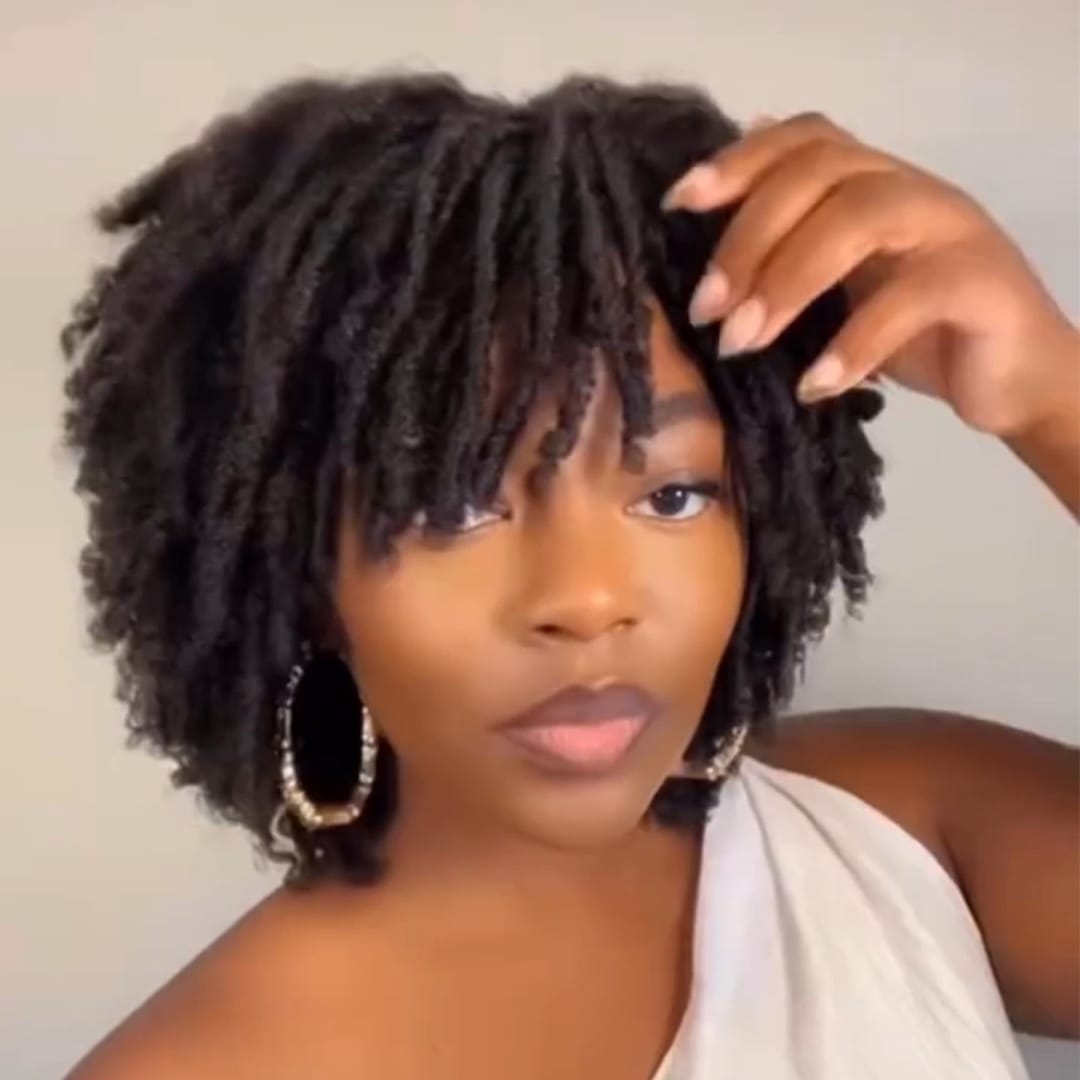 ailuxyhair-fr Perruque Combo AILUXY Perruque Noir Twist Braid Avec Frange Afro Curly Sans Colle Synthétiques