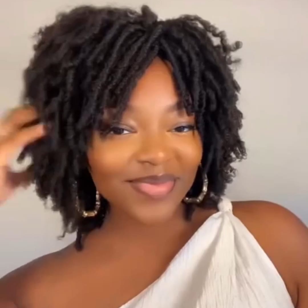 ailuxyhair-fr Perruque Combo AILUXY Perruque Noir Twist Braid Avec Frange Afro Curly Sans Colle Synthétiques