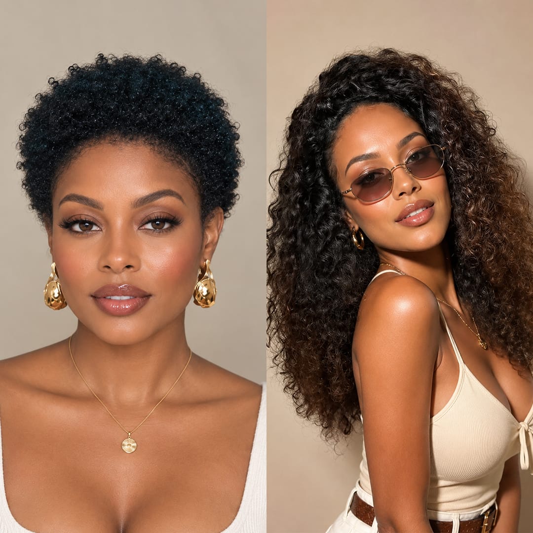 ailuxyhair-fr Perruque Combo AILUXY Prix d'usine 2 Perruques= €125 Perruque bouclé 10 pouces + Perruque pixie en 100% Cheveux Humains