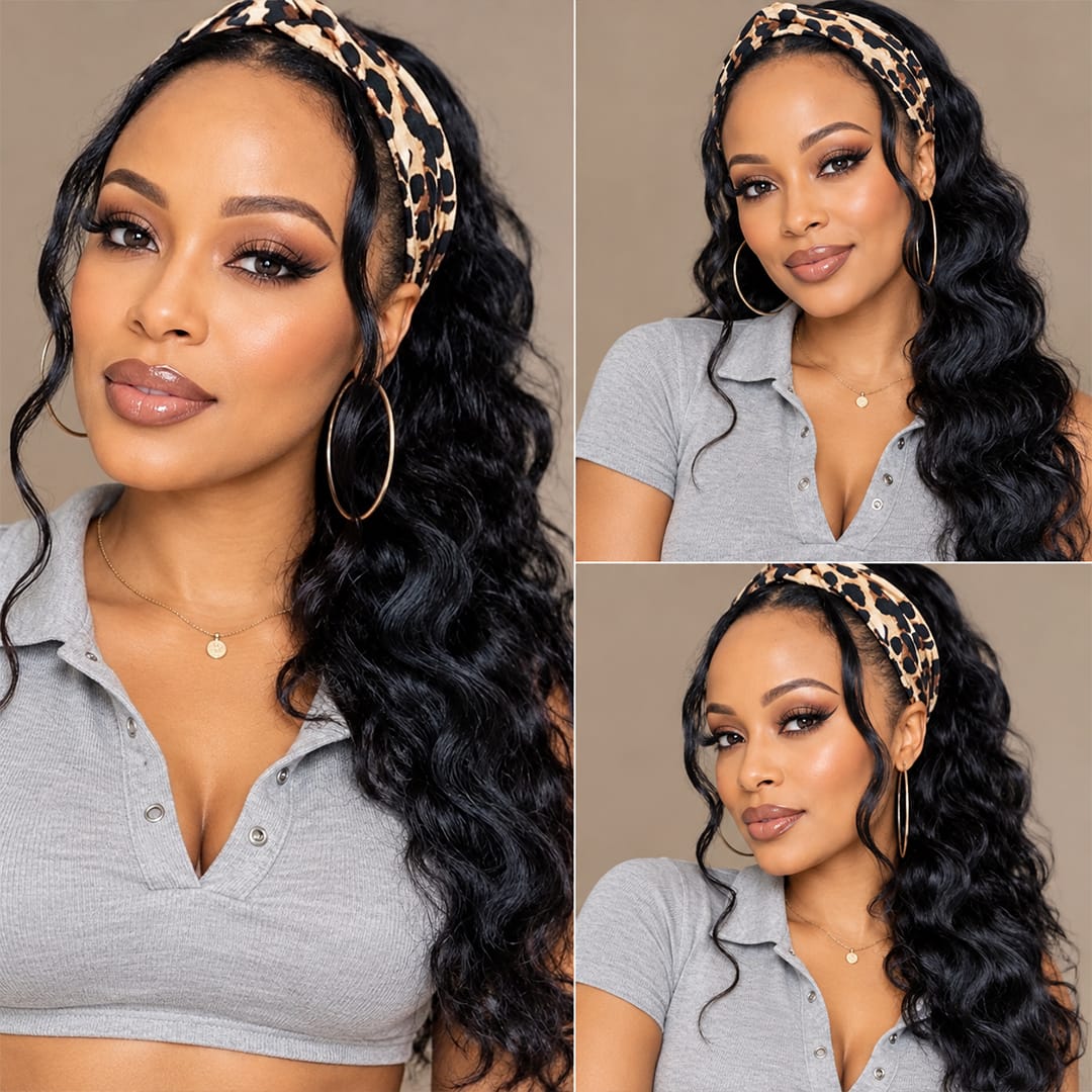 ailuxyhair-fr Perruque Combo AILUXY Prix d'usine 2 Perruques= €135 Perruque bouclé 10 pouces + Perruque Bandeau 16pouces en 100% Cheveux Humains