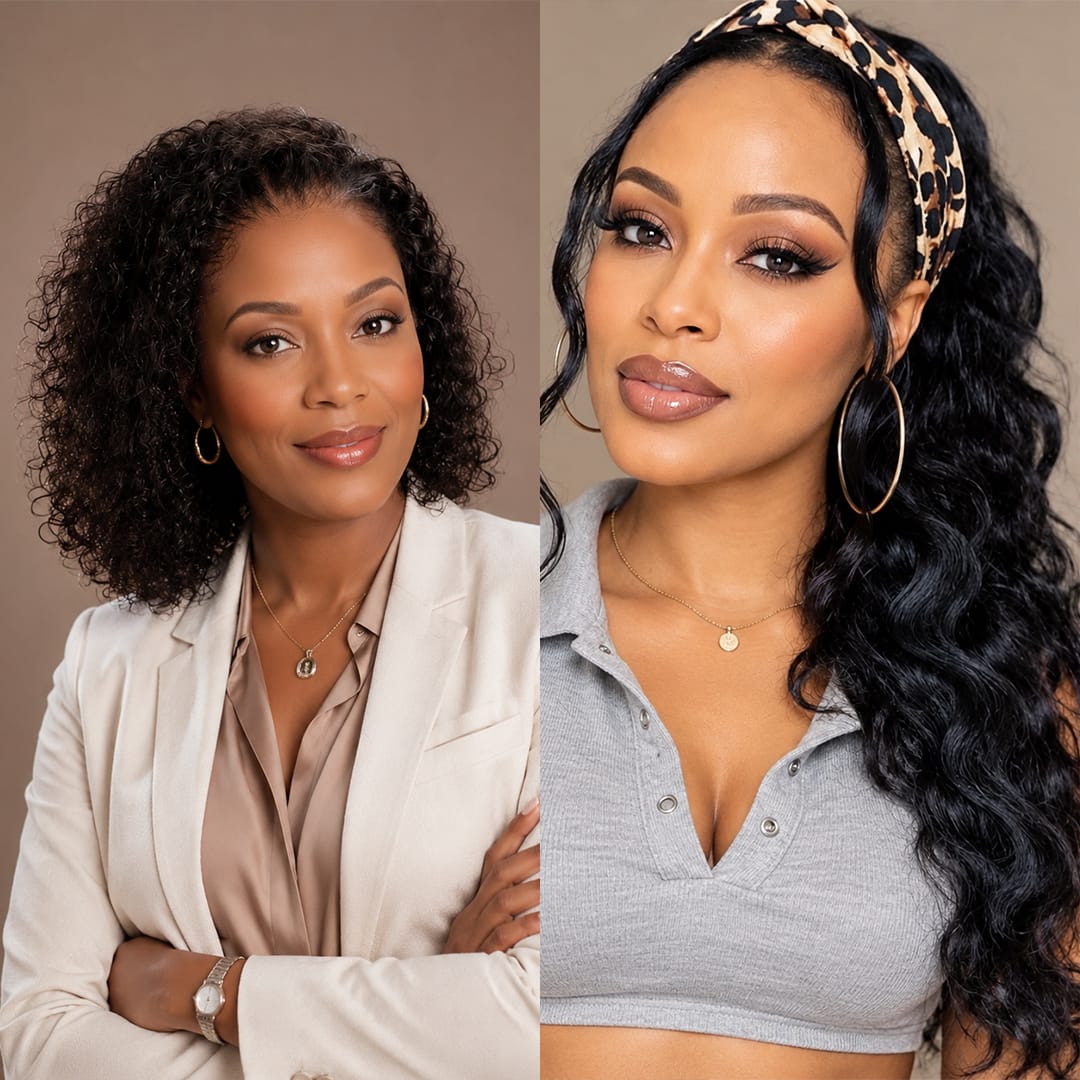 ailuxyhair-fr Perruque Combo AILUXY Prix d'usine 2 Perruques= €135 Perruque bouclé 10 pouces + Perruque Bandeau 16pouces en 100% Cheveux Humains