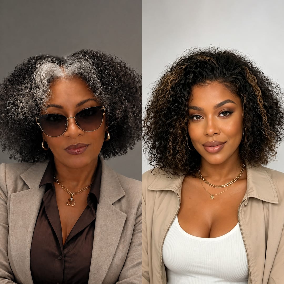 ailuxyhair-fr Perruque Combo AILUXY Prix d'usine 2 Perruques= €149 Perruque bouclé 10 pouces en 100% Cheveux Humains
