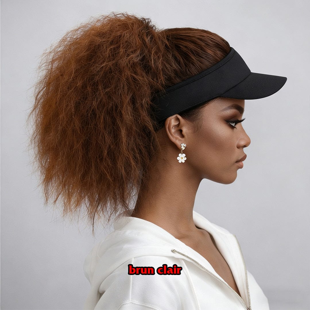 ailuxyhair-fr Perruque Combo brun clair AILUXY Perruque Queue de Cheval Crépue avec Casquette – Texture Bouffante, Noir Naturel / Brun Froid / Brun Clair