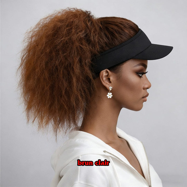 ailuxyhair-fr Perruque Combo brun clair AILUXY Perruque Queue de Cheval Crépue avec Casquette – Texture Bouffante, Noir Naturel / Brun Froid / Brun Clair
