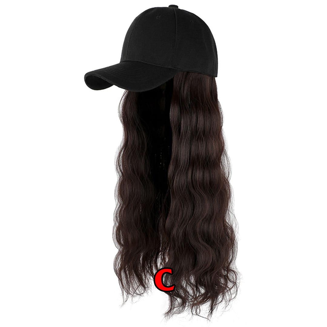ailuxyhair-fr Perruque Combo Brun foncé AILUXY Casquette avec Perruque Longue Droite Noir Naturel / Brun foncé / Brun Clair/Rose clair- Identique à la photo